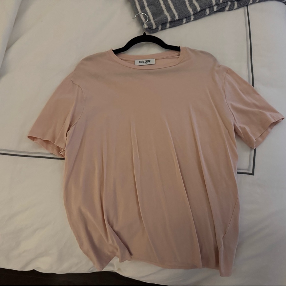 Blue & Cream Pink Short Sleeve T-Shirt Size Large